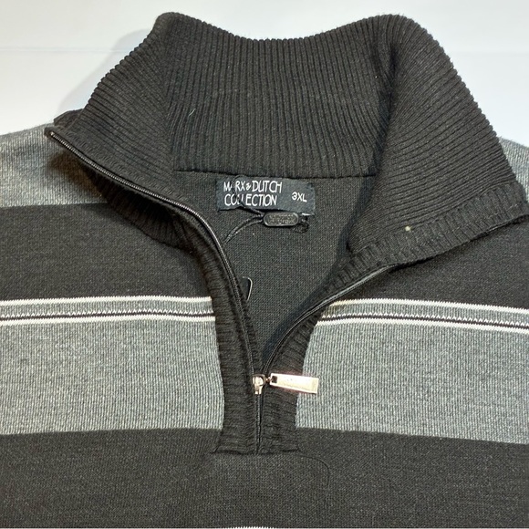 Marx & Dutch Collection Mens Gray Black & White 1/4 Zip Sweater Sz 3X NWT - Picture 2 of 7